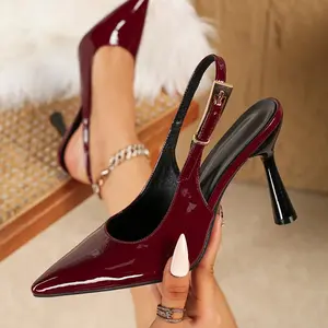 1PairWomen'SSolidColorUltrahighKittenHeelPumps,SquareToeAnkleStrapDressShoes,All-SeasonFashionPartyFootwearwithTPUSole