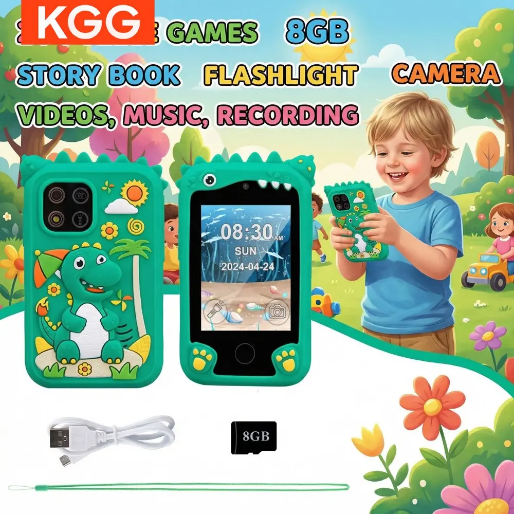 KGG Kids Learning Phone with 8GB Storage, Stories, Dual Cameras, Video & Music, Calculator, 20 Educational Games & 12 Habit Trackers. Multifunctional Learning Toy for Boys & Girls.