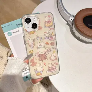 Miffy Rabbit Magnetic Phone Case Kawaii Cartoon Dessert Miffy Suitable for Samsung S21 S22 S23 S24 S25 A series iPhone case 17/16/15/14/13/12/11/17E Fall Prevention