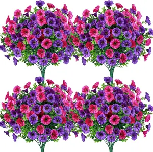 Der Rose 12-Bundle UV-Resistant Artificial Petunias Set - Eucalyptus-Infused Plastic Trumpet Blooms, Natural & Indoor & Outdoor Artificial Flowers, Window Box Filler, Porch Patio Outdoor Decor, Mother's Day Gift, Artificial Flowers For Outside