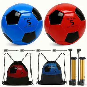 Hualleko 2 Pcs Soccer Balls Bulk with Pump & Bag Deflated, Official Size 5 Indoor Outdoor Colorful Soccer Ball for Practice Game Sport Soft Gift Idea