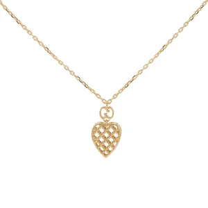 Pre-owned Gucci 18K Yellow Gold Openwork Heart Pendant Necklace JLT007515