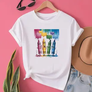 Crayon Mood Color Crayons Cute Friyay Teacher Life Costume T-Shirt Art graphic tees women crop tops summer outfits for women summer tops forwomen T-Shirt