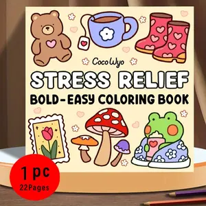 Cozy Days Stress Relief Coloring Book: Bold & Easy Cute Designs for All Ages | 22 Pages, 120gsm Thick No-Bleed Paper, Lay-Flat Binding for ASMR Coloring & Relaxation