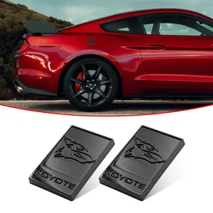 2PCS New Styling Black Coyote Logo Plastic Decal Fits for Car Or Truck Fender Side Tailgate Rear Trunk 3D Sticker Emblem Badge