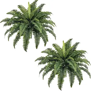 35 Inch Artificial Boston Ferns, Large Size, 2 Pieces, Perfect for Outdoor Home Decor, Realistic Plant Design, Easy Maintenance, Artificial Outdoor Plants