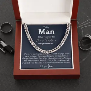 Promise Necklace for Boyfriend, Boyfriend Necklace, Gifts For Boyfriend.Cuban link chain (316L stainless steel).