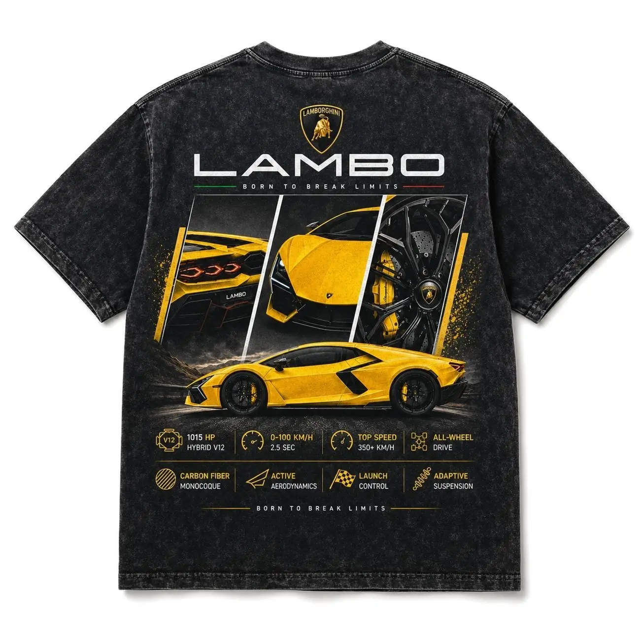**Lamborghini Supercar Graphic T-Shirt, Lamborghini Racing Motorsport T-Shirt, Italian Exotic Sports Car Streetwear, Luxury Performance Car Graphic T-Shirt for Men**