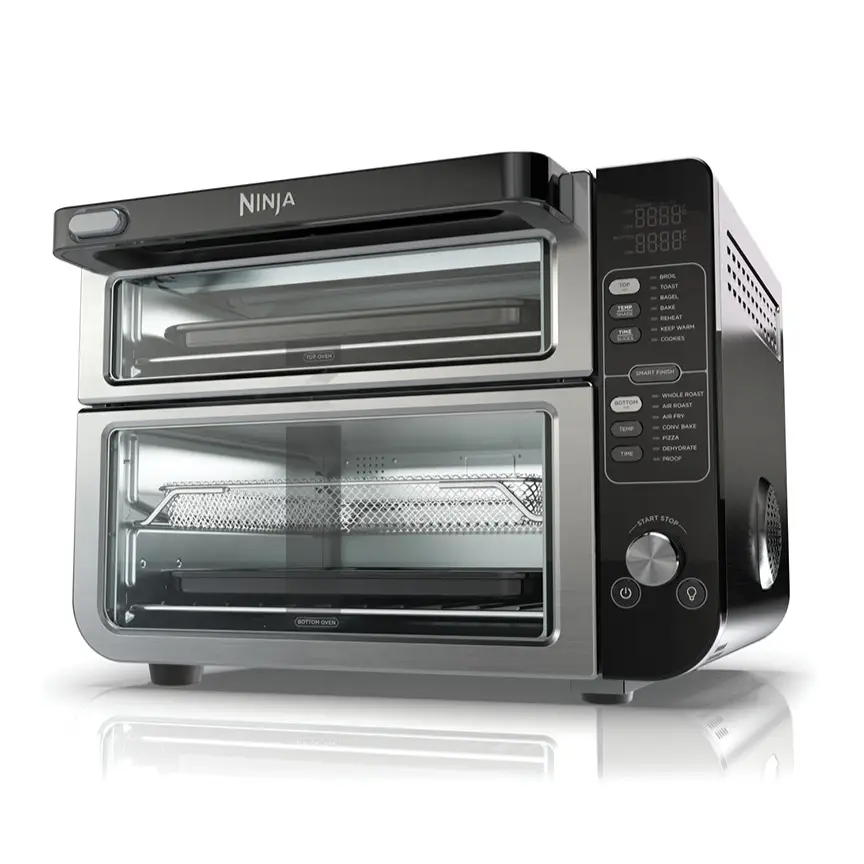 Ninja DCT401CO 14-in-1 Double Oven with FlexDoor - Countertop Dual Ovens for Quick Snacks & Full Course Meals with Smart Finish Technology