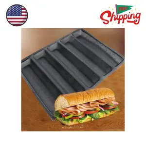 Silicone Perforated Baking Forms Sandwich Mold French Baguette Bread Pan Food Mat 5 Loaf