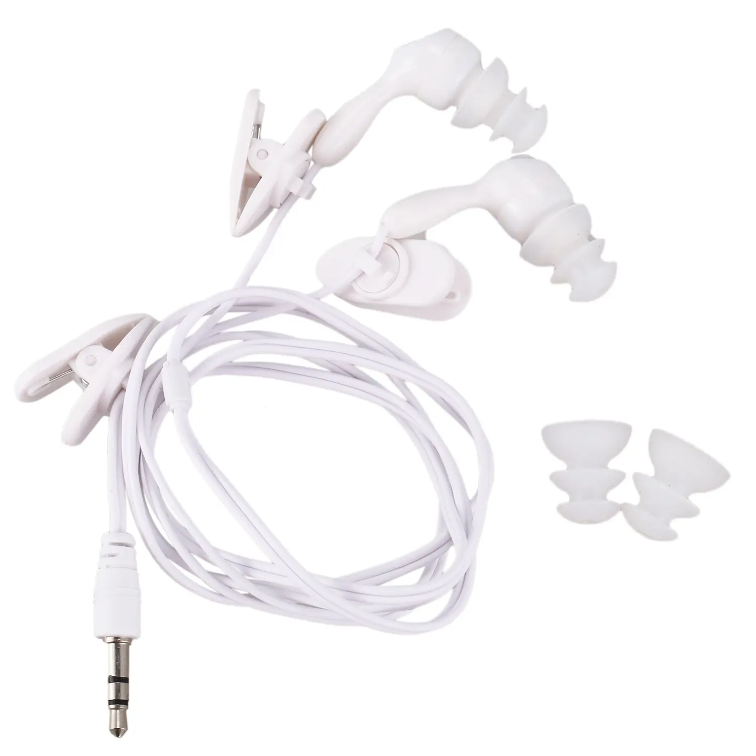Wired Plastic In-Ear Headset, Waterproof and Submersible to 3m with a Secure Fit for Swimming and Water Sports - White