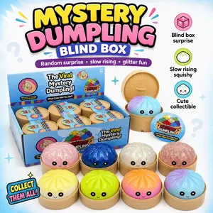 Dumpling Squishy Random Mystery Blind Box - Glitter, Milk-Scented Squishy Pack, Slow-Rising Sensory Toy, Cute Squishies Stress Relief for Kids 3+ Collectible Surprise Bundle, Sensory Squishy