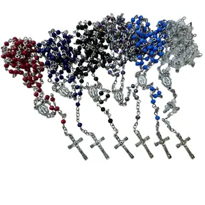 High Quality Crystal Beaded Rosaries for Religious Ceremony in Multiple Colors with Silver Crucifix by Rosaries