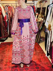 TALA JAZZY Exotic Colors Palestinian Tatreez Dress with Matching Headpiece & Belt - Traditional Design