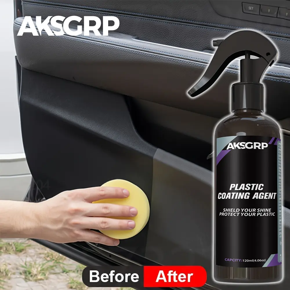 AKSGRP Plastic Coating Spray - Ultimate Shine & Protection Kit - Restores Faded Surfaces - For Car Interiors, Motorcycles, Furniture - Easy Application, Long Lasting - Interior Detailing Set