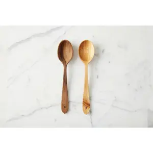 Euro Large Serving Spoon Set, Fruitwood