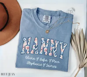 Nanny Shirt Personalized Nanny Shirt Floral Nanny Shirt Grandkid Names Nanny Tee Custom Nanny Gift for Nanny Mothers Day Gift