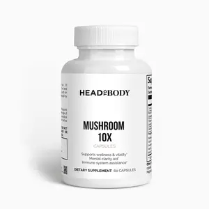 HEADTOBODY 10-in-1 Powerful Mushroom Supplement | Adaptogenic Blend with Chaga, Cordyceps, Reishi, Lion’s Mane & More | Immunity, Brain Health & Stress Relief | Non-GMO, Gluten-Free, Vegan-Friendly