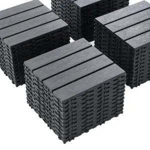 12"Square Plastic Interlocking Deck Tiles,44 Pack Patio Deck Tiles, Waterproof Outdoor Indoor All Weather Use，Grey