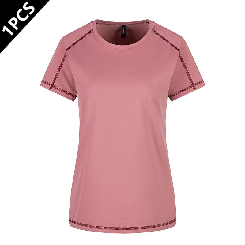 Targeted development five-pack summer women’s quick-dry sports T-shirts featuring contrasting quick-dry designs, short sleeves, elastic breathable fabric, crew neck—ideal for jogging, workouts, fitness, and yoga.