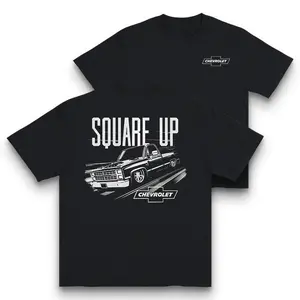 Retro SQUARE UP Squarebody Trucks T-shirt Truck Lover Chevy Gang Tee Gift for Him Classic Men Cotton Novelty Graphic T Shirt funny tshirt Undershirts Tees Casual Streetwear Classic Plain Men's Women Cotton Moisture Wicking Short Sleeve Crew Neck