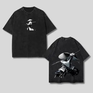 Samurai Oversized T-Shirt, Vintage Washed Katana Warrior Tee, Japanese Bushido Streetwear, Unisex Heavyweight Shirt, Gift for Him & Her