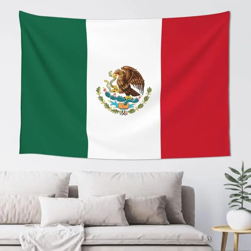 Mexican Ornament Tapestries - Traditional Mexican  Decorative Home Textile, Soft Polyester Wall Hanging, White Colorful Artistic USA-Made Home Decor for Bedroom, Living Room, Traditional Mexican Tapestries