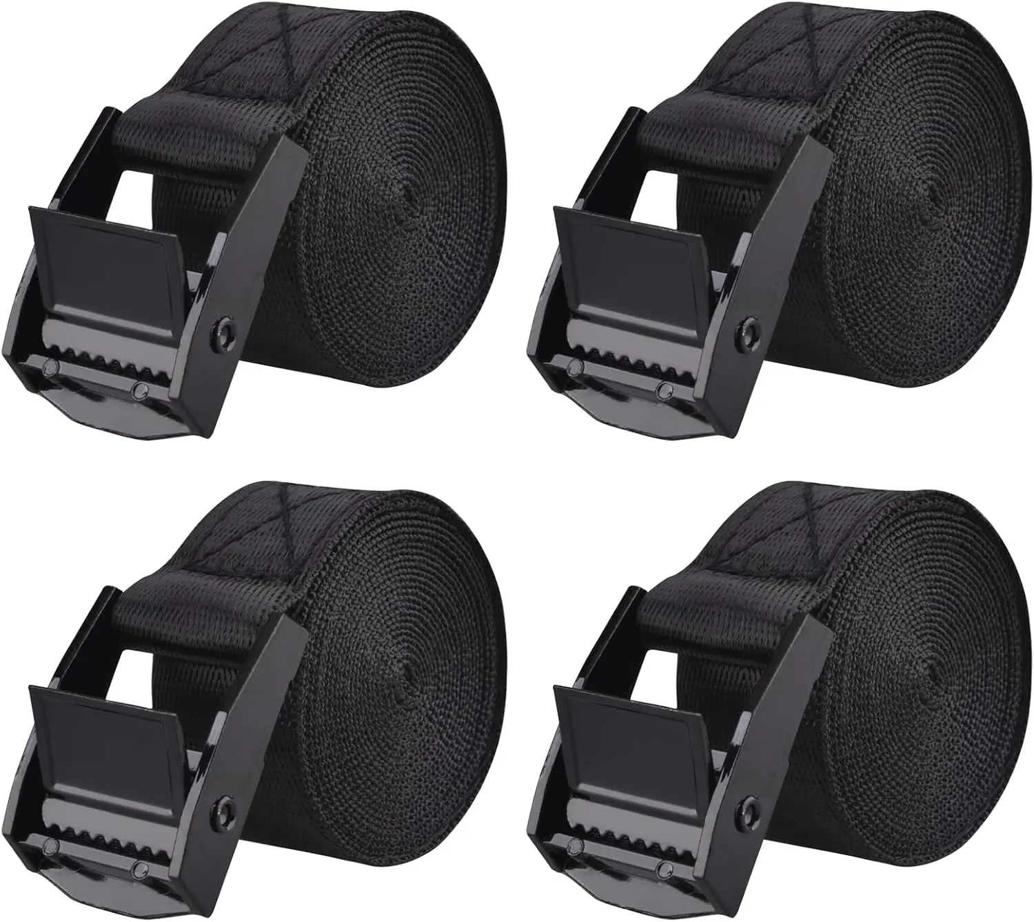 Sports Cinch Tie Down Strap Lashing Straps Heavy Duty Nylon Straps with Cam Buckles for Cargo, Trucks, Boat, Motorcycle,SUP, Kayak, Canoe, Trailer (1m, Black - 4 Pack)