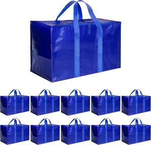 24 Gallon Extra Large Heavy Duty Foldable Moving Bags with Carrying Handles Zippers and Tag Pocket Waterproof Organiser for Outdoor Camping Dorms Travel Home Storage