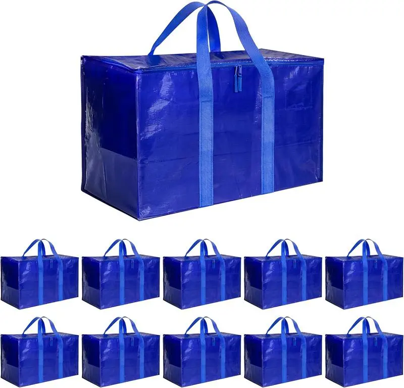 24 Gallon Extra Large Heavy Duty Foldable Moving Bags with Carrying Handles Zippers and Tag Pocket Waterproof Organiser for Outdoor Camping Dorms Travel Home Storage