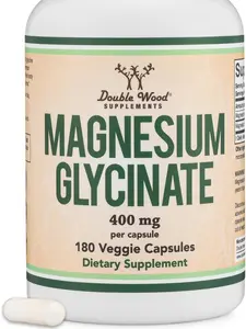 Double Wood Supplements Magnesium Glycinate 400mg | 180 Capsules | Sleep, Muscle, & Heart Support | Vegan, Third Party Tested, Gluten Free, Non-GMO