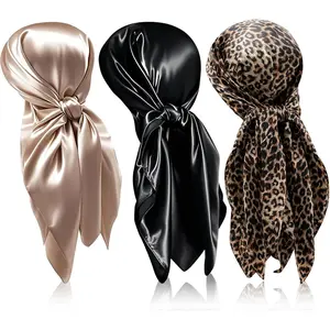 3 count 35 Inch Silk  Scarf Large Square  Sleeping Hair Wrapping Satin for Women