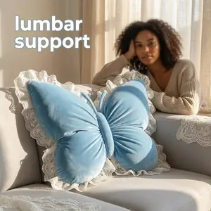 Soft Butterfly Lumbar Support Pillow - Cute Floral Back Cushion for Office Chair, Car & Sofa - Aesthetic Cottagecore Room Decor & Comfy Waist Relief Gift