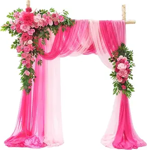 TINGE TIME Wedding Arch Flowers Kit (Pack of 5) - 2pcs Floral Arch Arrangement with 3pcs Wedding Arch Draping Fabric for Ceremony Arbor Wedding Decoration Reception Backdrop (Hot Pink) Set Box