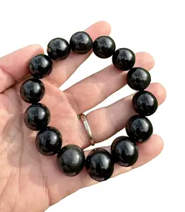 High Quality Natural Black Obsidian Bracelet - Mystic Rainbow Flash, Elegant Gemstone Energy Jewelry (16MM Beads)