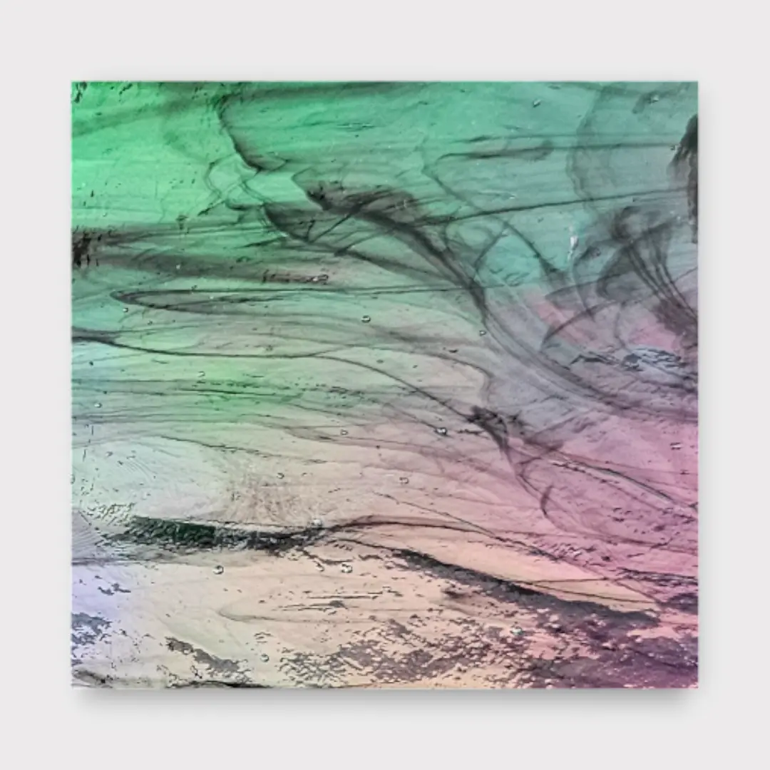 Dazzle Dichroic -  Rainbow Luster / Bullseye Black Whispsy - Clear Streaky 3mm - 90 COE