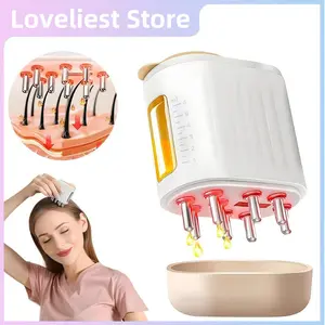 EMS Microcurrent Electric Head Brush Scalp  Liquid Oil Applicator Massage Comb LED Red Light Promote Hair Growth Anti Hair Loss
