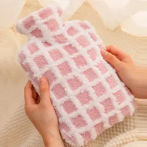 Large Hot Water Bag with Plush Cover Winter Hand Foot Warmer Explosion-Proof Reusable Hot Water Jug Bag Winter Gifts Hot Water Bottle