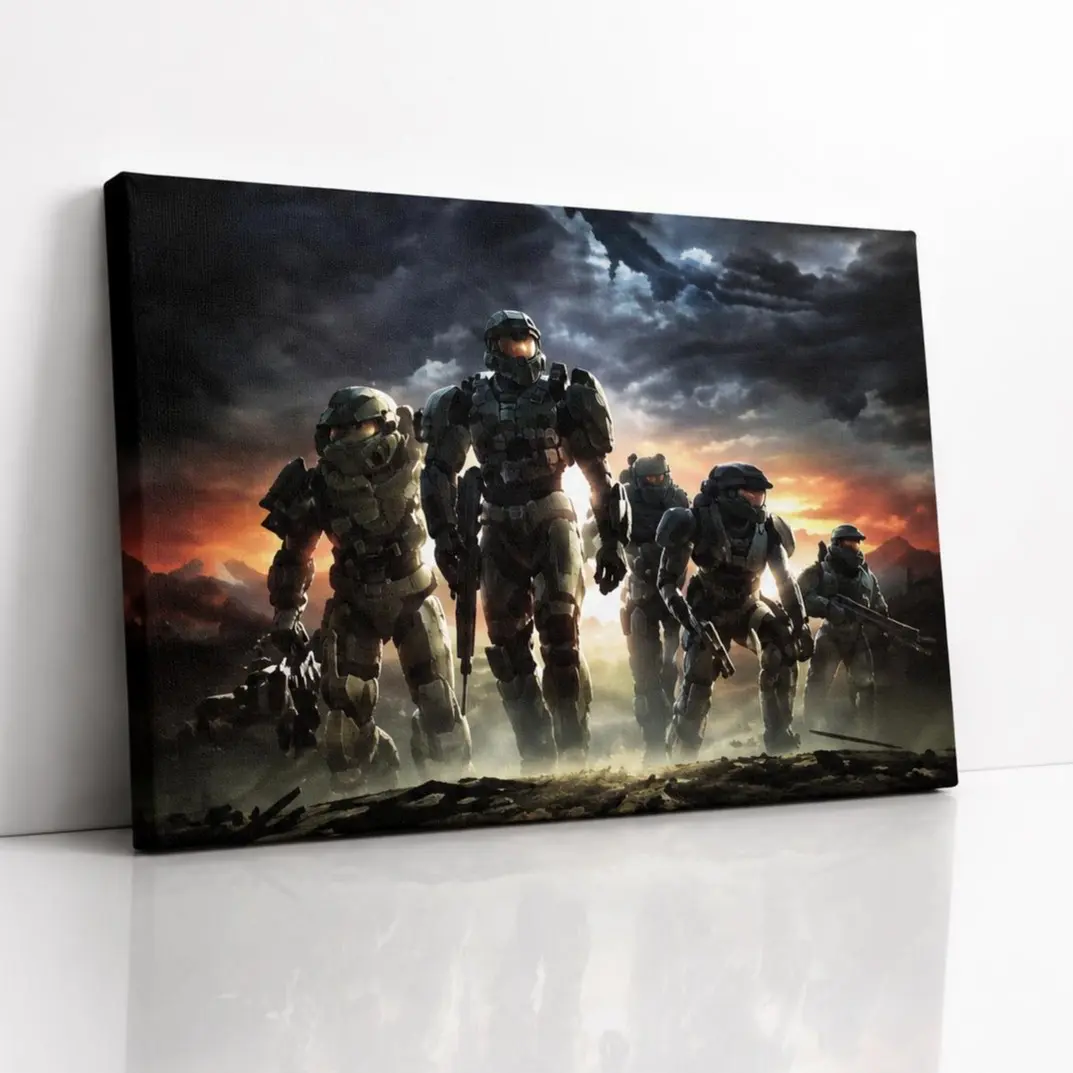Lightweight Artistic Warrior Canvas Wall Art Print, Military-Style Sci-Fi Poster, Gamer Room Decor Gift for Men