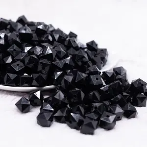 12mm Black Cube Faceted Bubblegum Beads 12mm Black Cube Faceted Bubblegum Beads