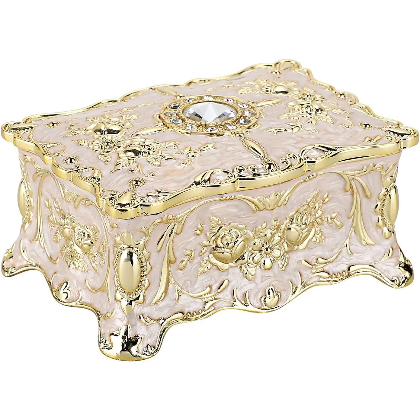 Box, Small Enameled Trinket Box Organizer Rectangular Treasure Chest Box  Decorative box Keepsake  Box Case for Women,3.7x 2.7x 2 inch
