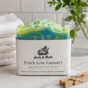 Porch Line Laundry Artisan Cleanser Soap - Coconut-Scent Nourishing Gentle Body Soap with Olive Infusion & Clay Blend