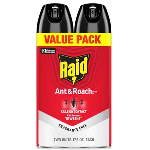 Raid Ant & Roach Killer 26, Fragrance Free Bug Killer for Home Use, Kills Bugs on Contact, 17.5 Oz, 2 Count pet home
