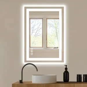 Anti-Fog LED Bathroom Mirror - Smart Mirror with Dual Light Source (Natural White + Warm White), 3 Lighting Modes, Dimmable Touch Control, IPX4 Waterproof for Vanity & Makeup