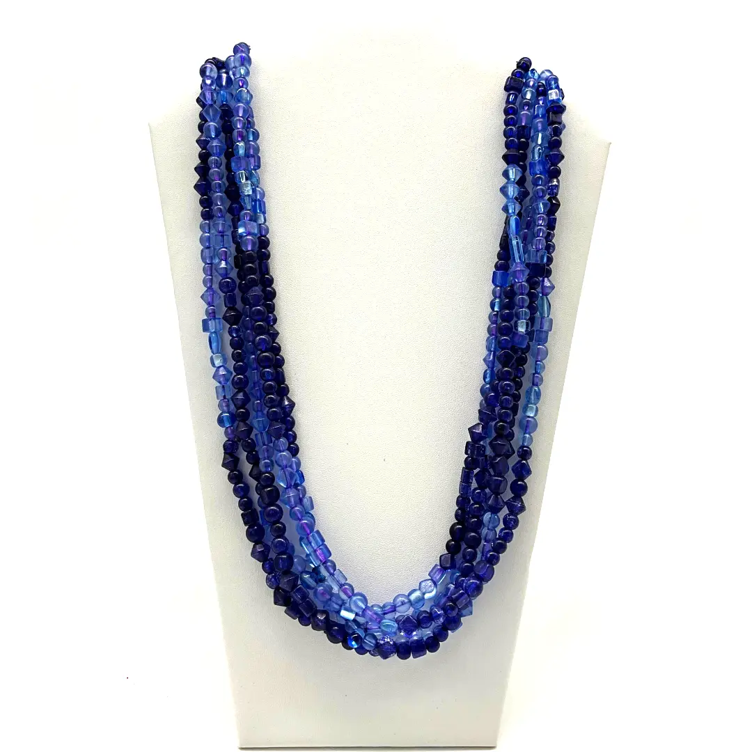27" Blue Glass Bead Necklace (Dozen)