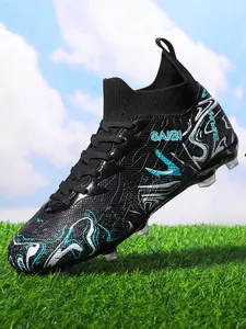 Fashion Breathable Football Shoes Fg/ag Long Nails Wear-Resistant Anti-Slip Outdoor Indoor Sports Shoes Strong Grip Ankle Protection Soccer Cleats