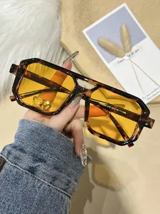 Women's Retro Square Frame Fashion Glasses, Travel Beach Vacation Outdoor Sports Eyewear Accessories, Stylish Ladies Eyeglasses, Trendy Beach Eyewear