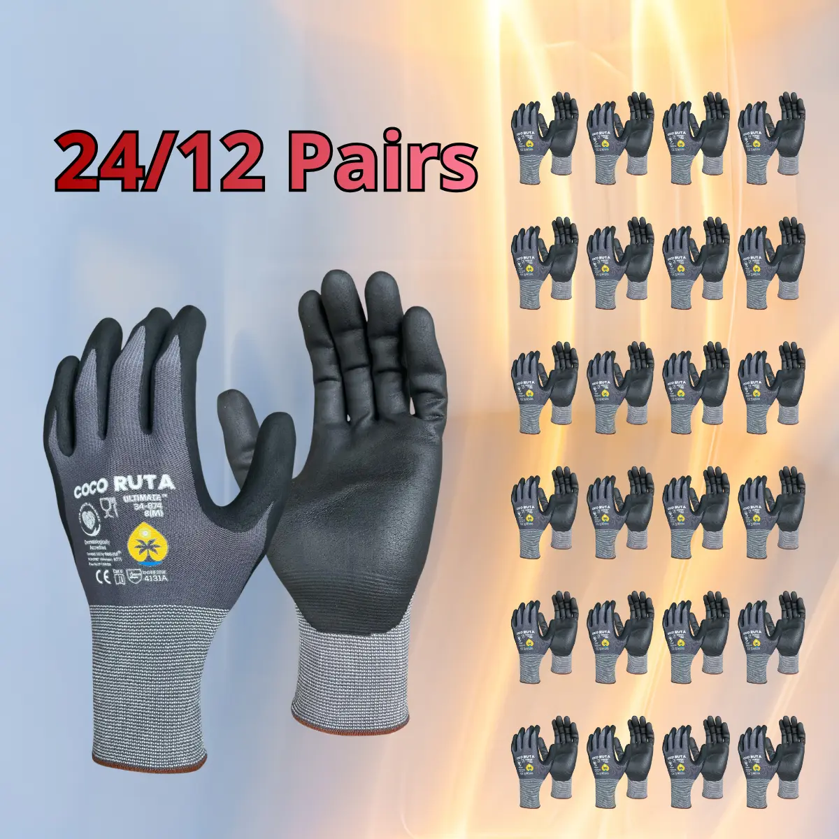 Cocoruta 24 Pairs Heavy-Duty Cocoruta  Work Gloves for Men Comfortable Fit Versatile Use Ideal for Construction & Office Work