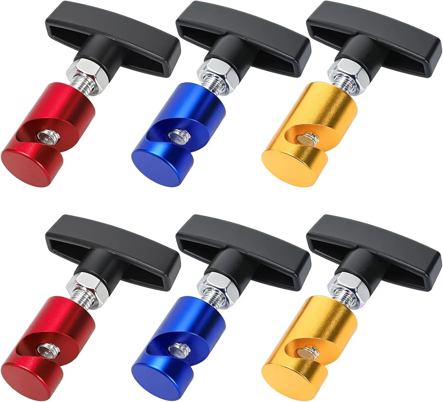 6 count Metal  Hood Strut Clamp, 11 mm Anti-Slip Lift Support Clamp, Universal Hood Holder for , Automotive Tools Engine Hood Prop, Multi-Color(Yellow, Blue and Red)