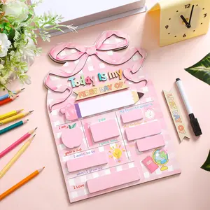 First & Last Day of School Sign Reusable Chalkboard 8" - Back to School Photo Prop Board with Markers, Pink Bow Pencil Notebook Flower Apple Boho Designs, Cute Dry Erase Wooden for Pre-K Kindergarten 1st Grade Teachers Parents Gifts Class of 2026